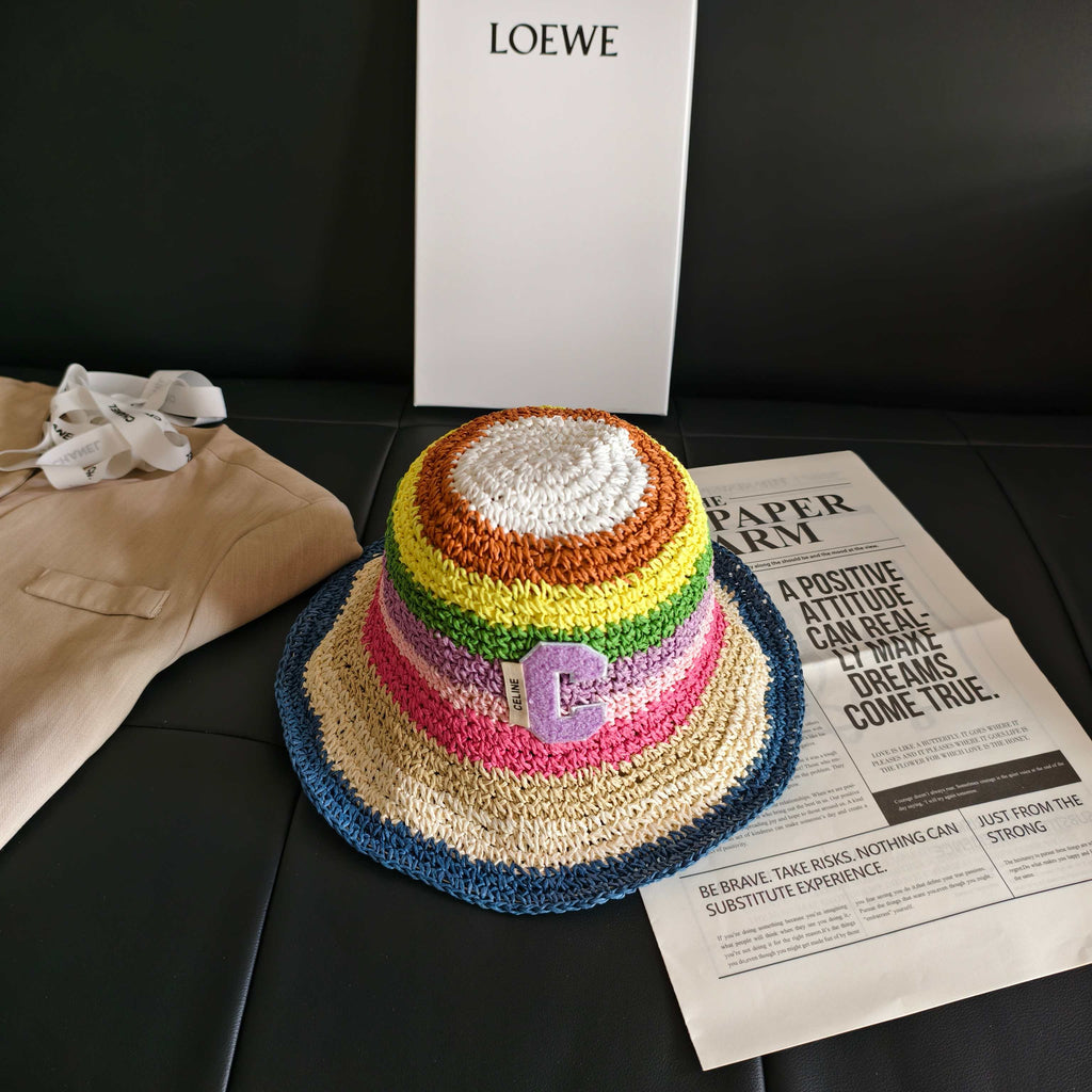 CELINE 26S RAINBOW WOVEN BUCKET HAT STYLE 7