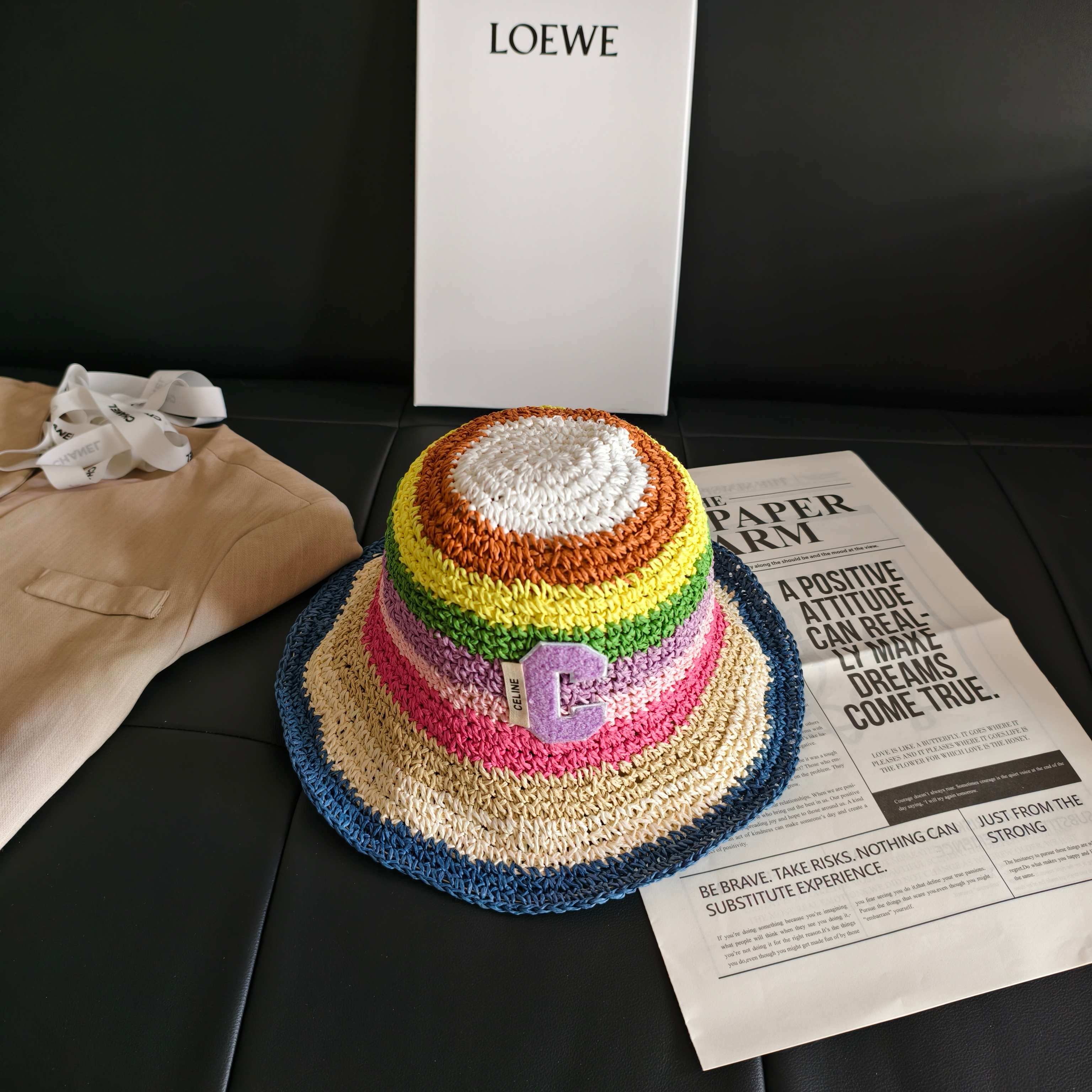 CELINE 26S RAINBOW WOVEN BUCKET HAT STYLE 7