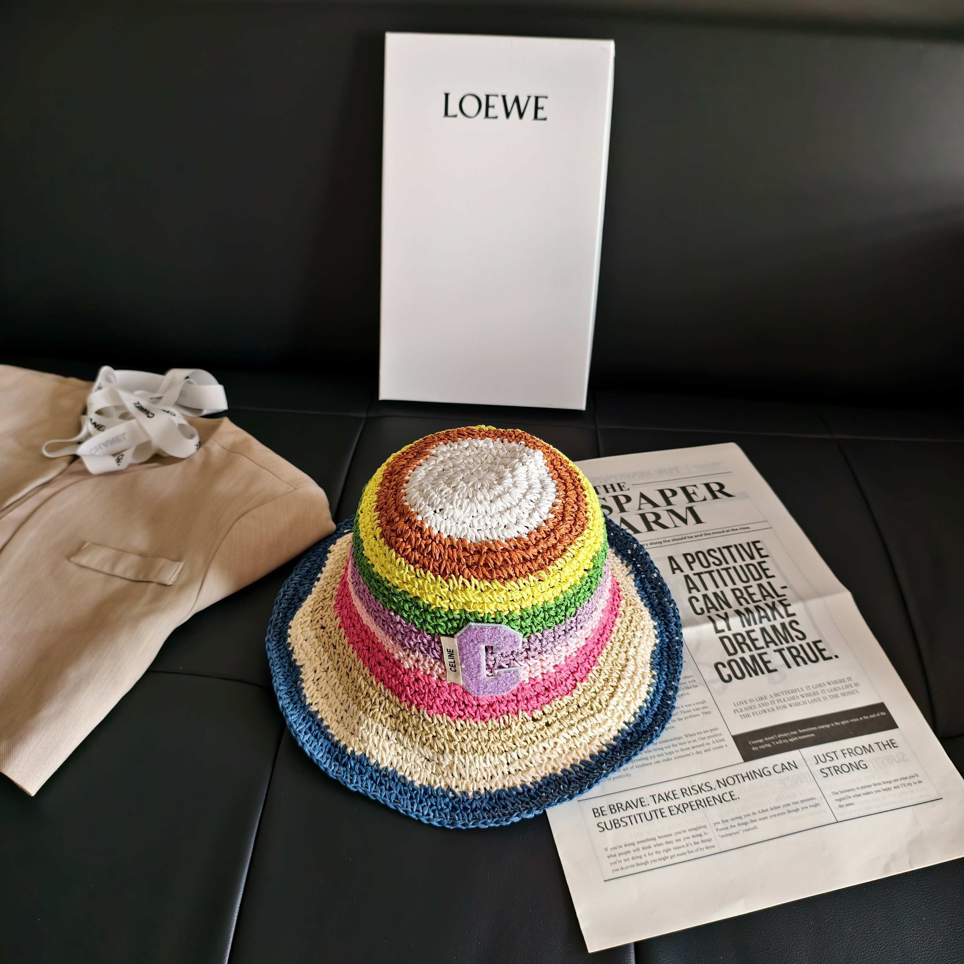 CELINE 26S RAINBOW WOVEN BUCKET HAT STYLE 7