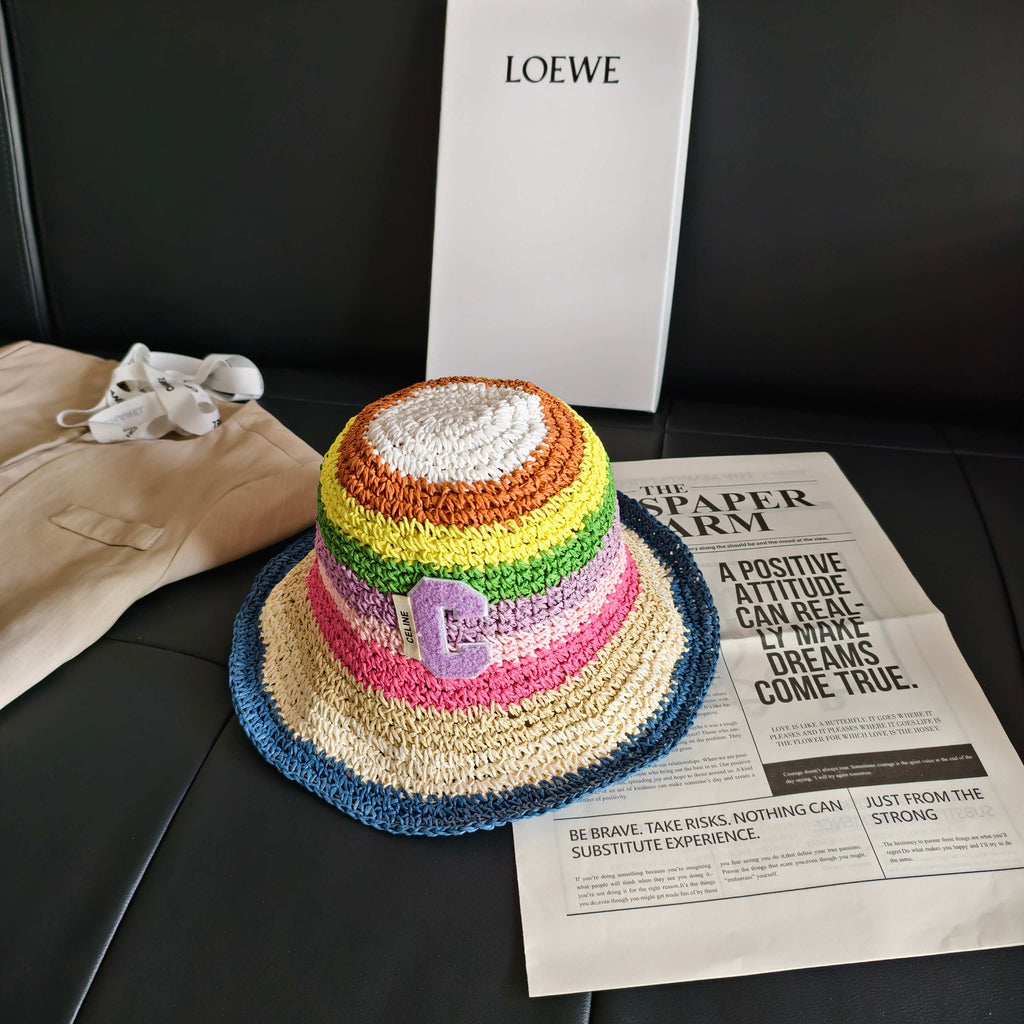 CELINE 26S RAINBOW WOVEN BUCKET HAT STYLE 7