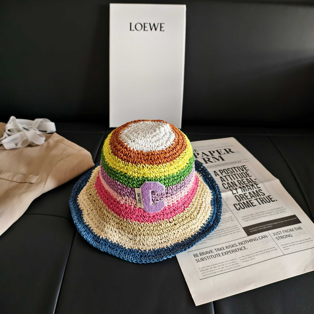 CELINE 26S RAINBOW WOVEN BUCKET HAT STYLE 7