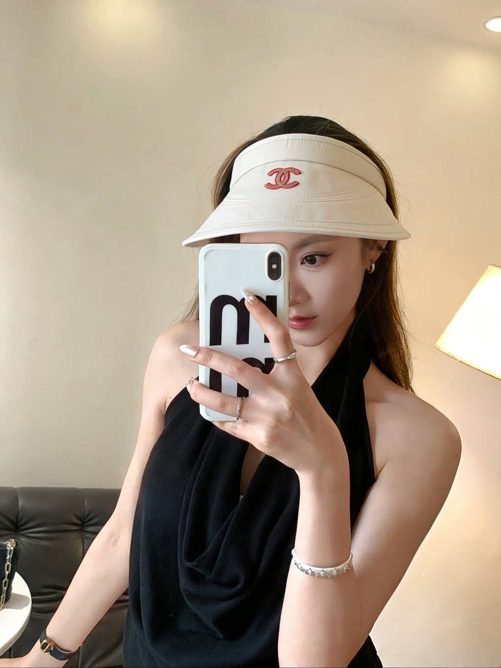 CHANEL 26S EMBROIDERED CC VISOR HAT 336145