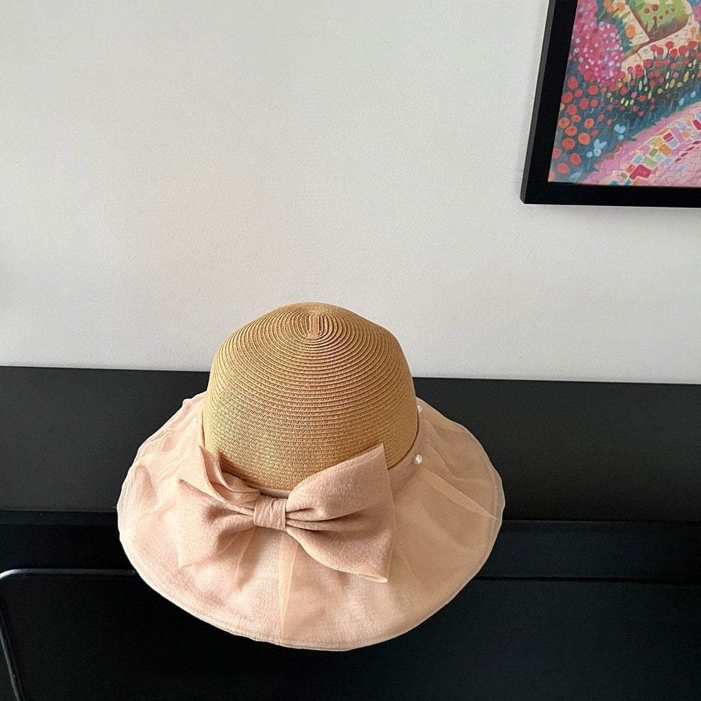 MIUMIU 26S STRAW HAT WITH PLEATED FABRIC 339474