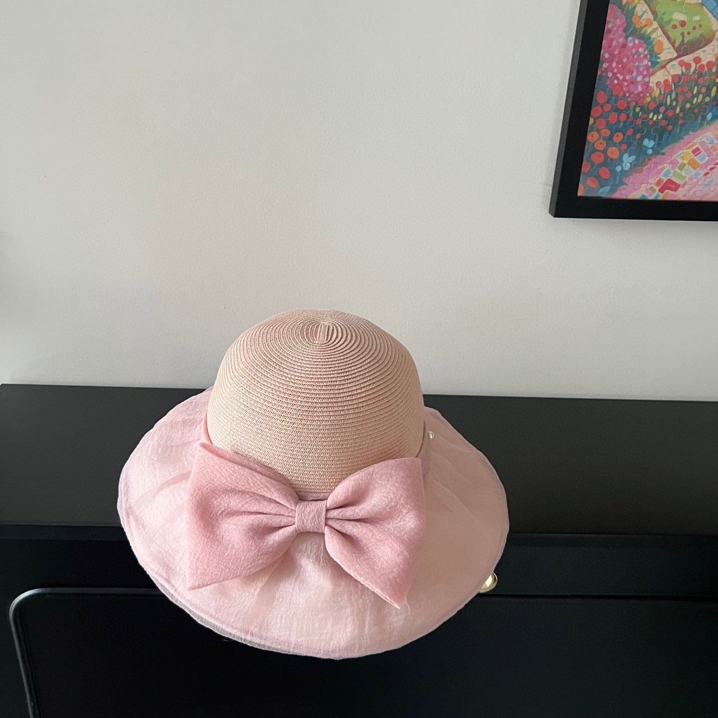 MIUMIU 26S STRAW HAT WITH PLEATED FABRIC 339475