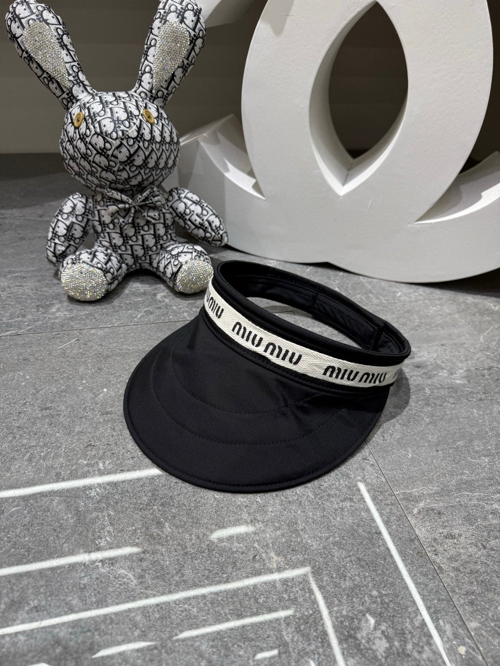 MIUMIU 26S COTTON VISOR CAP IN BLACK 343705