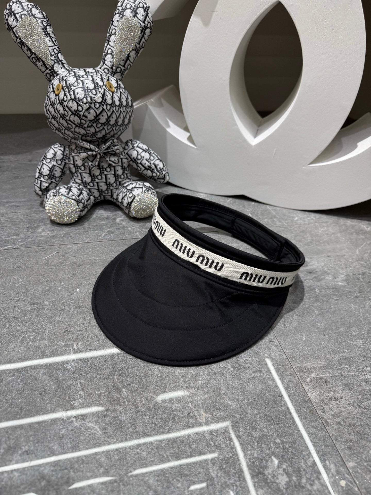 MIUMIU 26S COTTON VISOR CAP IN BLACK 343705