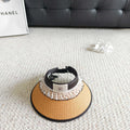 CHANEL 26S RUFFLED POLKA DOT STRIP VISOR HAT 336142