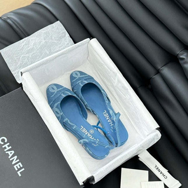CLASSIC SLINGBACK CERULEAN BLUE CALFSKIN