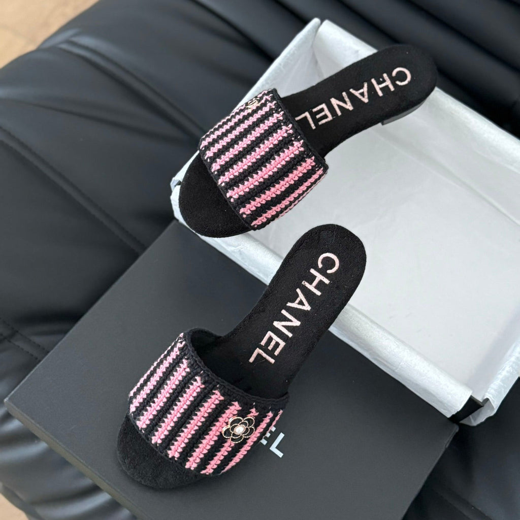 Sheepskins Knit Slippers Black Pink