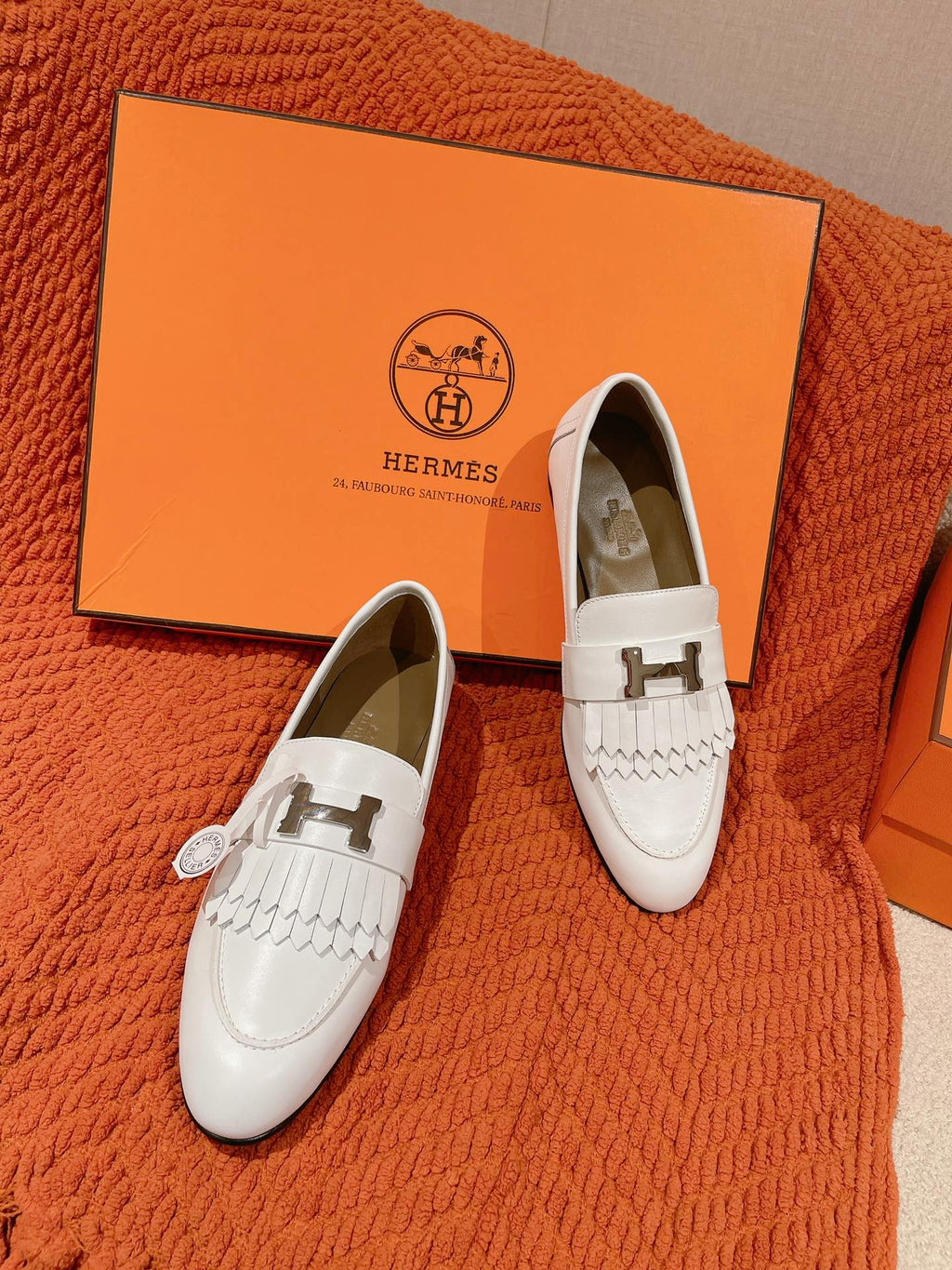 Destin Loafer White Goatskin with Fringe Detail