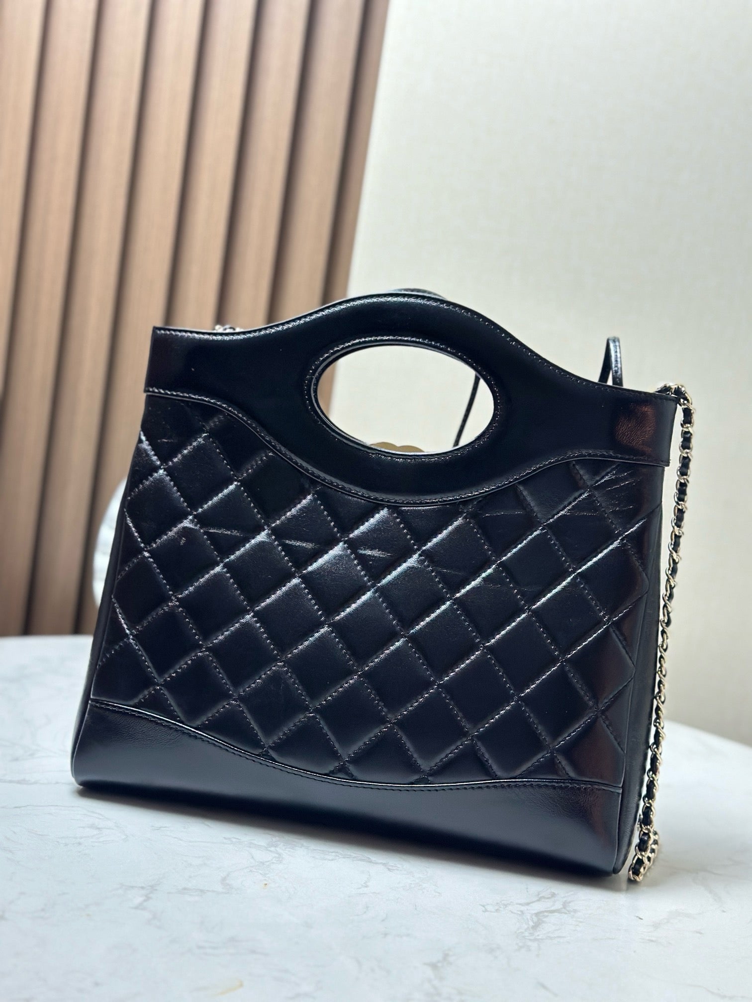 CHANEL 26S MINI SHOPPING BAG 32 IN BLACK LAMBSKIN