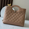 CHANEL 26S MINI SHOPPING BAG 24 IN TAUPE BROWN LAMBSKIN