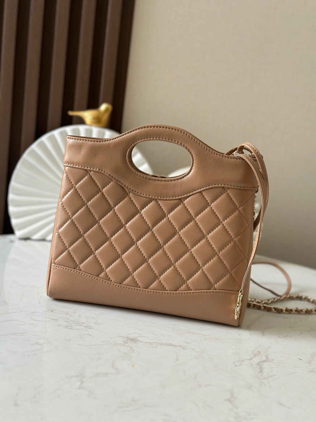 CHANEL 26S MINI SHOPPING BAG 24 IN TAUPE BROWN LAMBSKIN