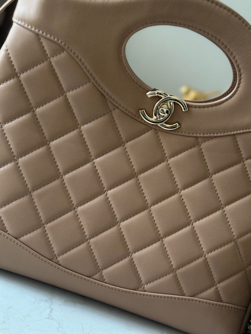 CHANEL 26S MINI SHOPPING BAG 32 IN TAUPE BROWN LAMBSKIN