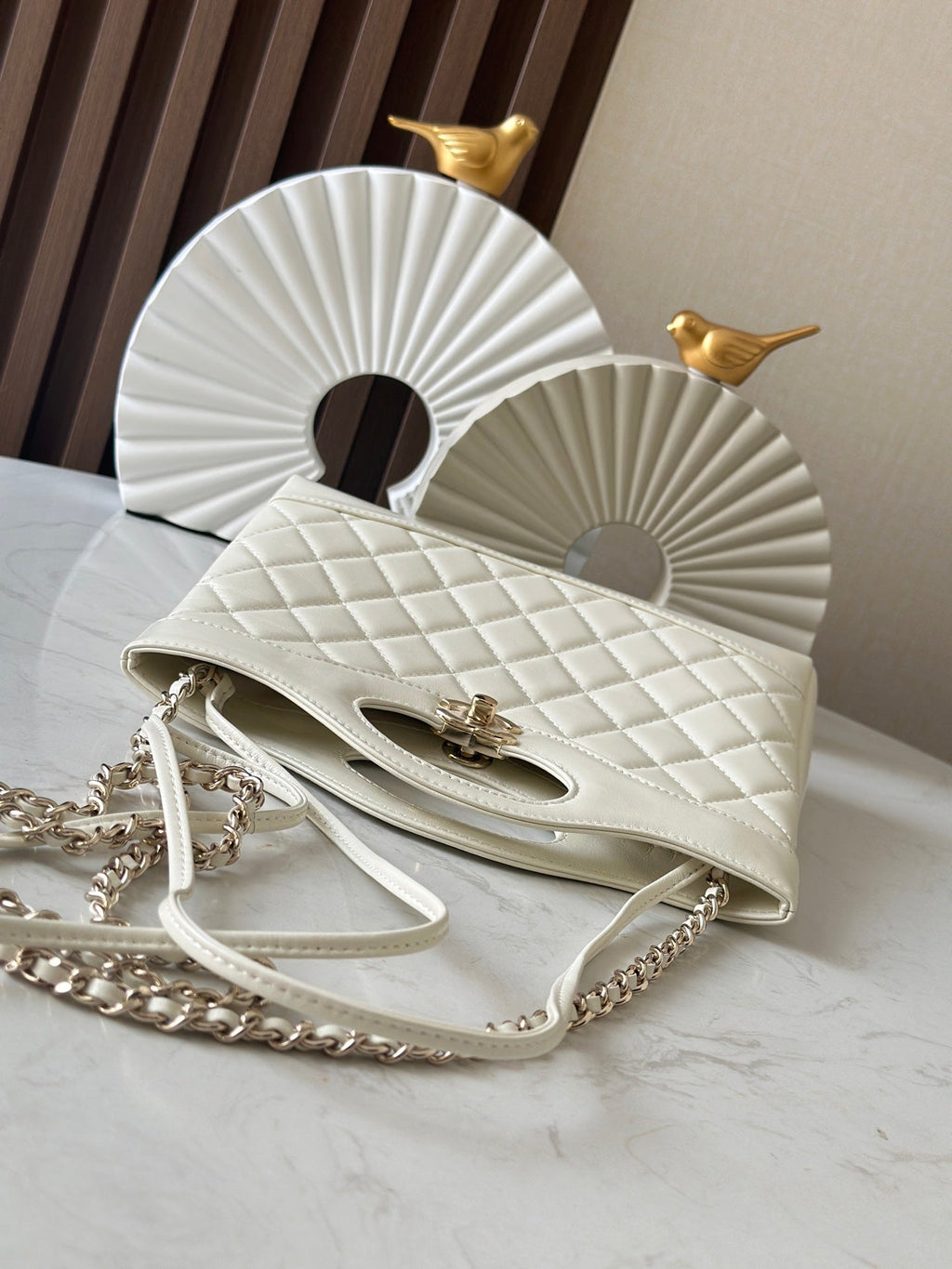 CHANEL 26S MINI SHOPPING BAG 24 IN WHITE LAMBSKIN