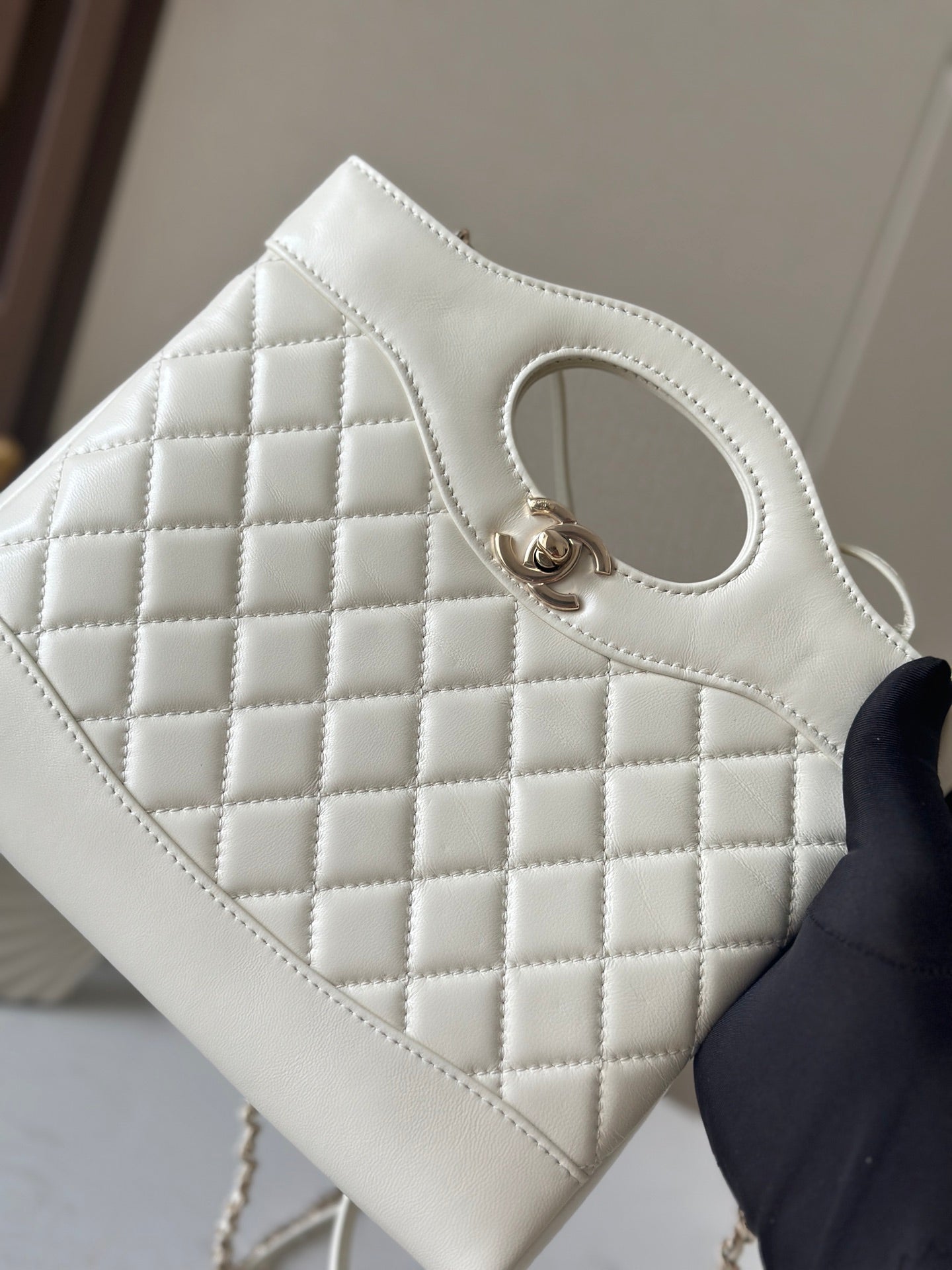 CHANEL 26S MINI SHOPPING BAG 24 IN WHITE LAMBSKIN