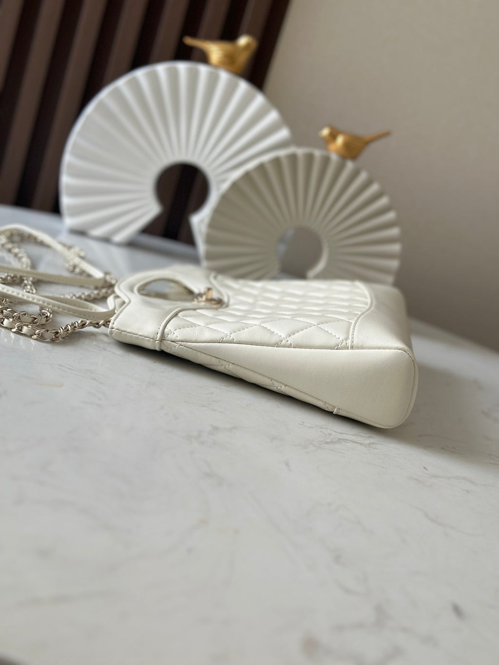CHANEL 26S MINI SHOPPING BAG 24 IN WHITE LAMBSKIN