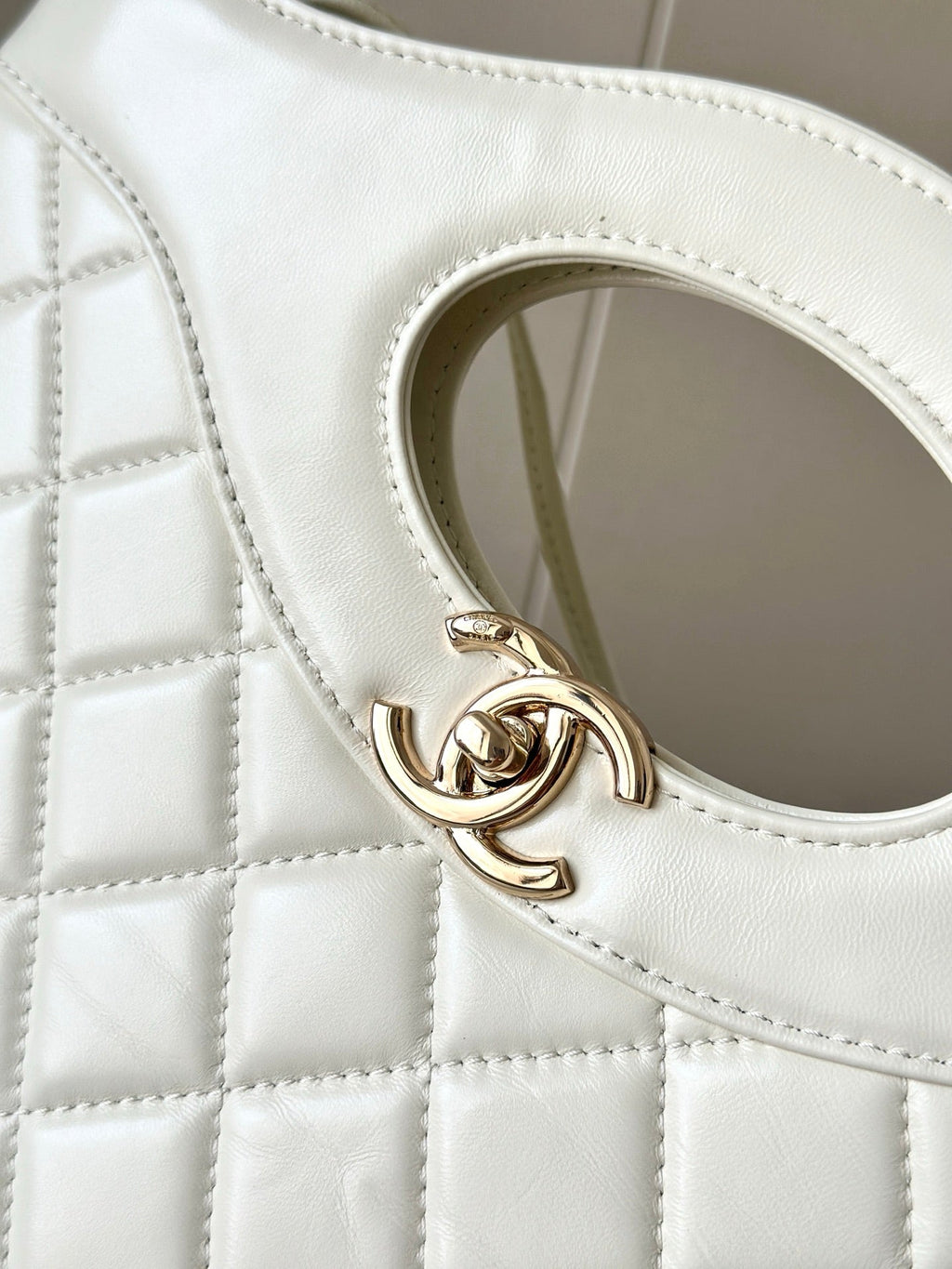 CHANEL 26S MINI SHOPPING BAG 32 IN WHITE LAMBSKIN