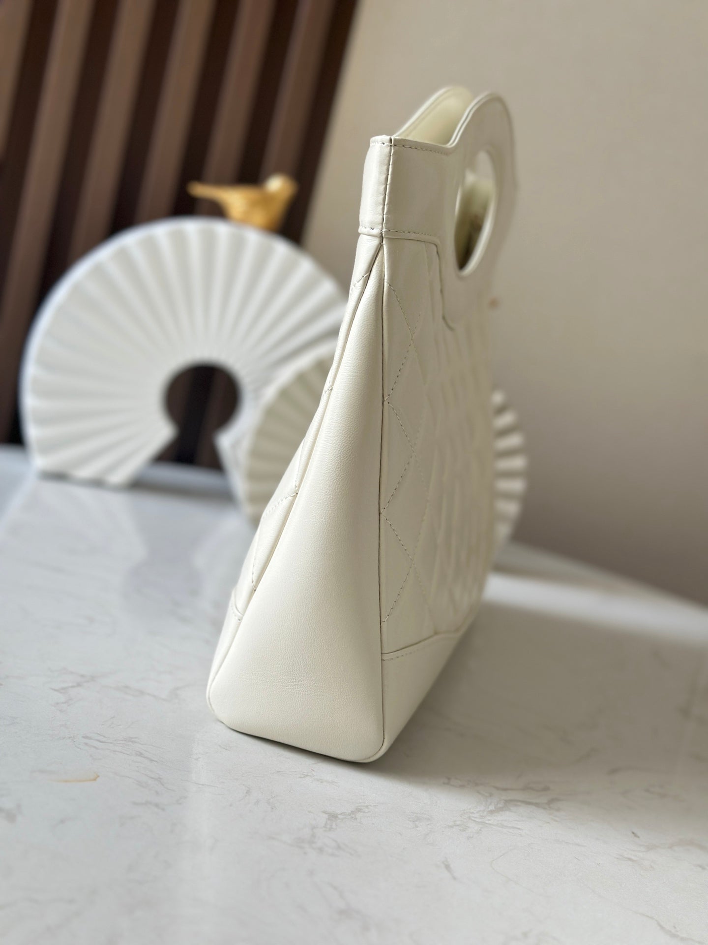 CHANEL 26S MINI SHOPPING BAG 32 IN WHITE LAMBSKIN