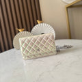 CHANEL 25S WALLET ON CHAIN 19 IN PEARLESCENT PINK WHITE LAMBSKIN