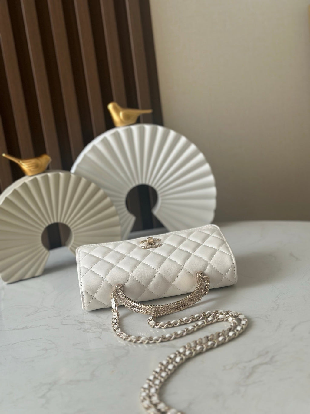CHANEL 25S MINI FLAP BAG 18 IN CREAM WHITE CALFSKIN GOLD HARDWARE