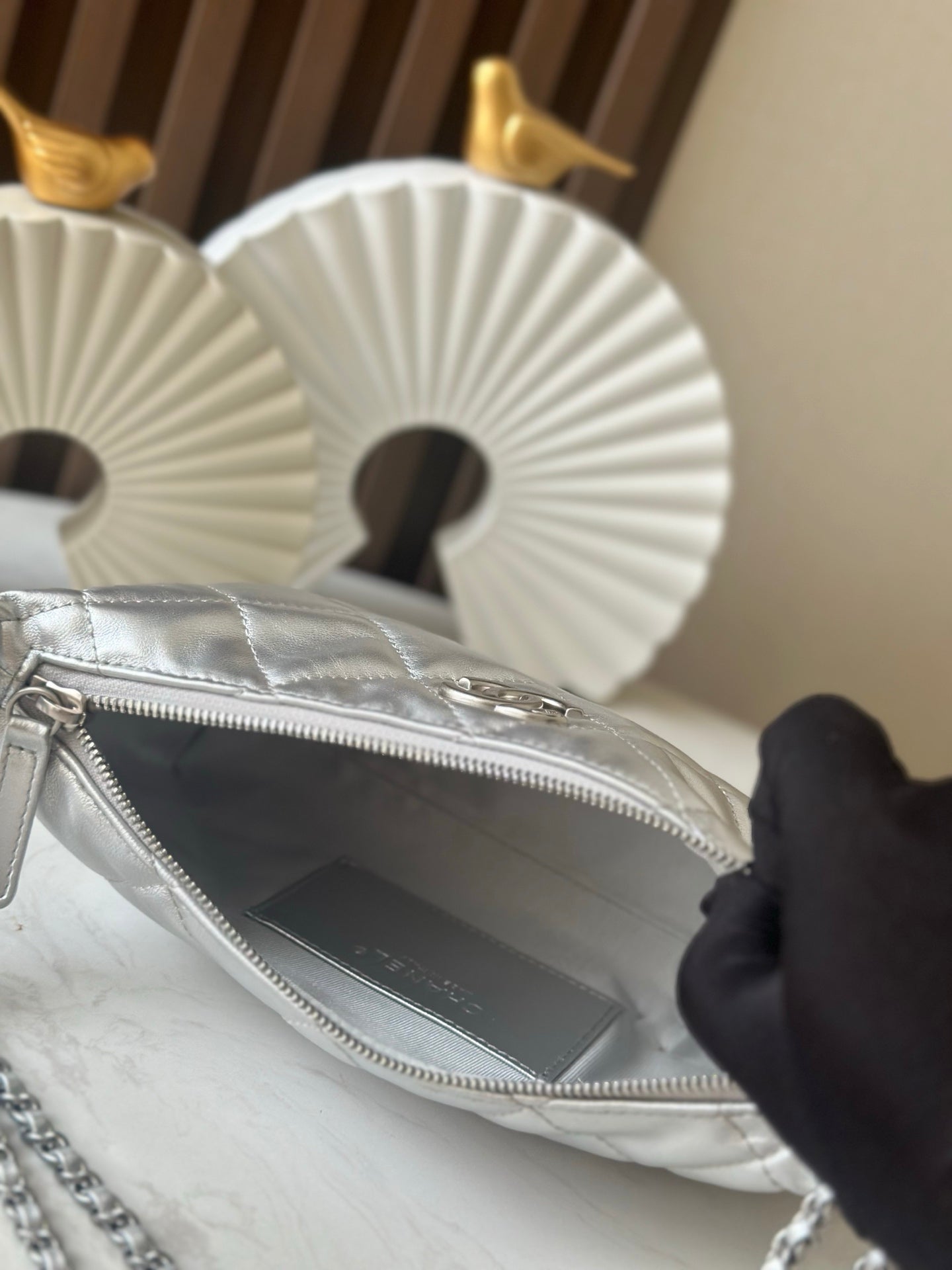 CHANEL 26S HOBO BAG 26 IN SILVER LAMBSKIN