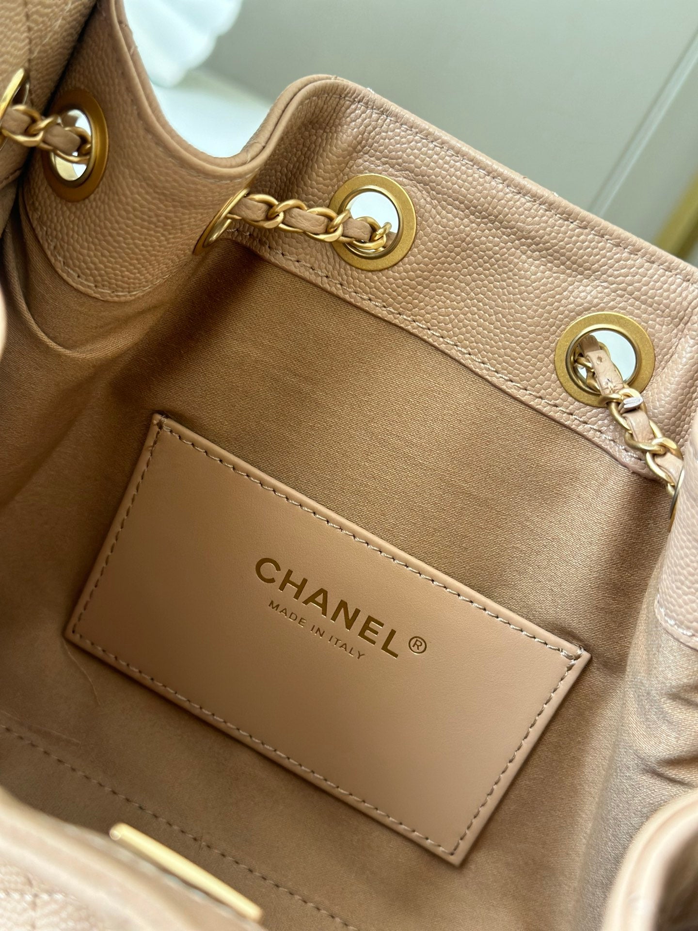 CHANEL 25S HOBO BAG 22 IN DARK BEIGE CALFSKIN GOLD HARDWARE