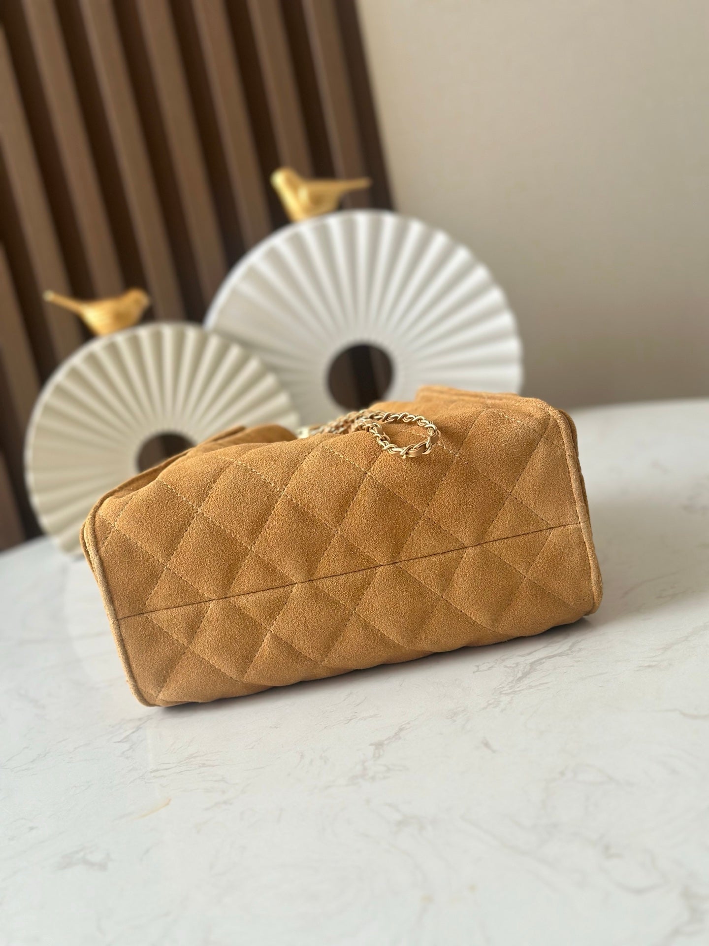 CHANEL 25S HOBO BAG 22 IN BROWN SUEDE GOLD HARDWARE