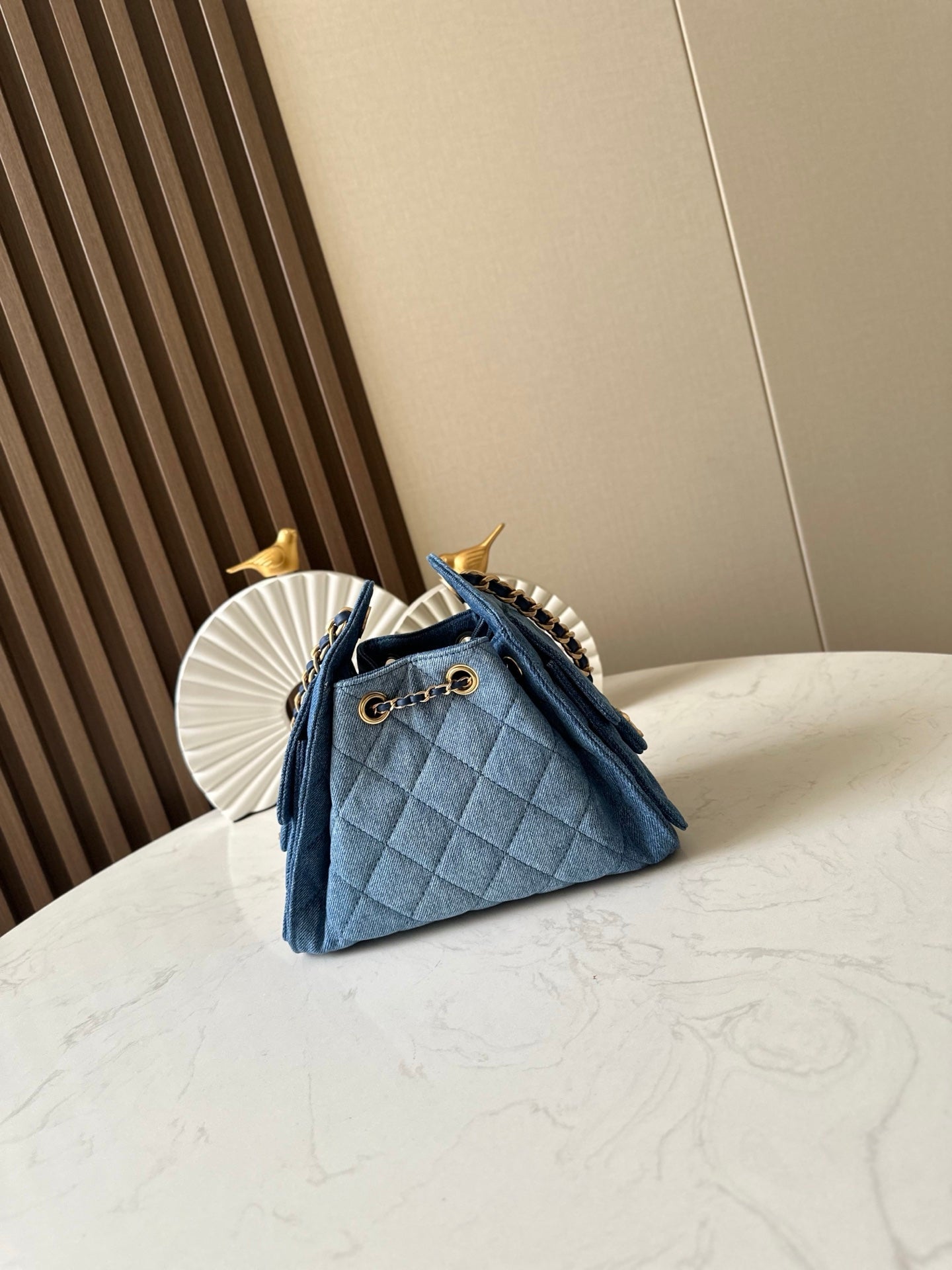 CHANEL 25S HOBO BAG 22 IN BLUE DENIM GOLD HARDWARE