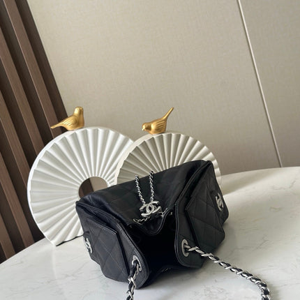 CHANEL 25S HOBO BAG 22 IN BLACK CAVIAR CALFSKIN SILVER HARDWARE