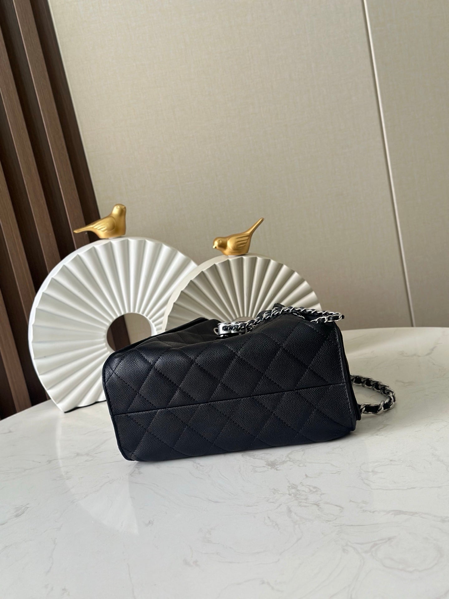 CHANEL 25S HOBO BAG 22 IN BLACK CAVIAR CALFSKIN SILVER HARDWARE