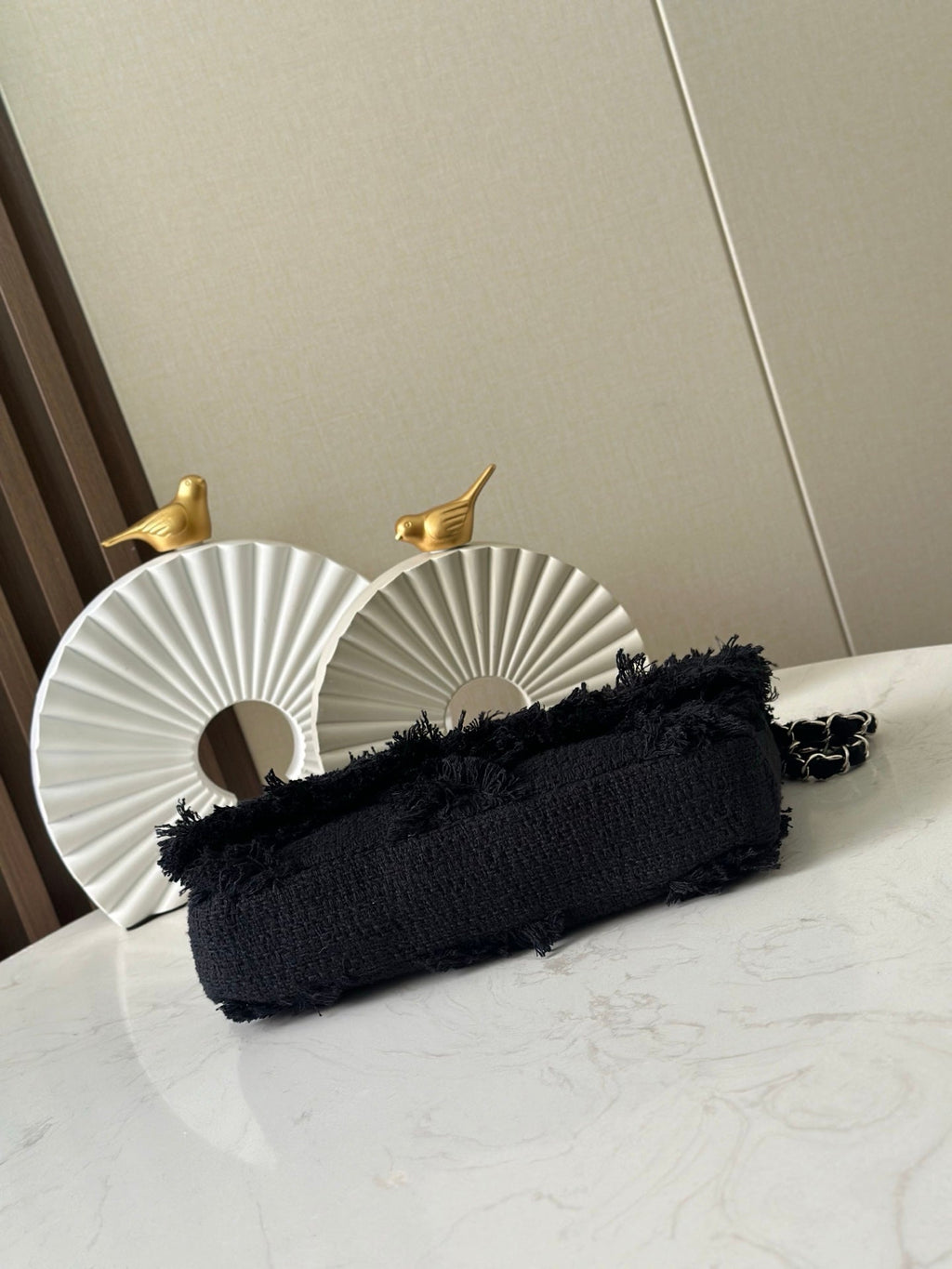 CHANEL 26S FLAP BAG 27 IN BLACK TWEED