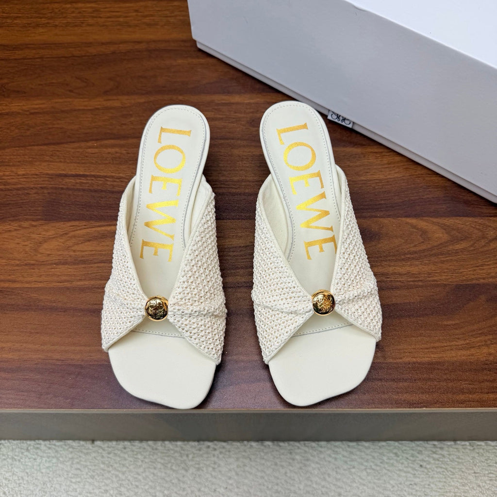 LOEWE 26S HEELED SANDALS 55MM IN WHITE LAMBSKIN