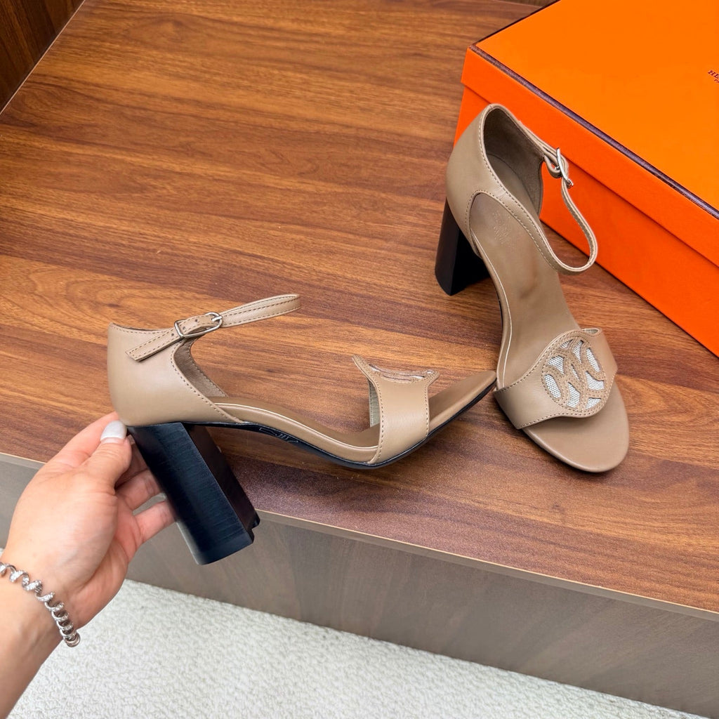 HM 26S MARQUISE SANDAL 85MM IN LIGHT BROWN CALFSKIN