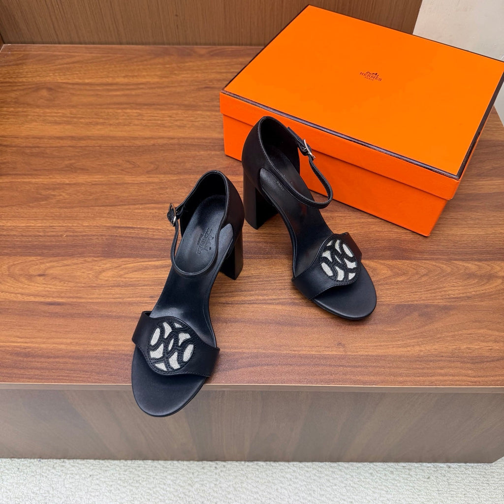 HM 26S MARQUISE SANDAL 85MM IN BLACK CALFSKIN
