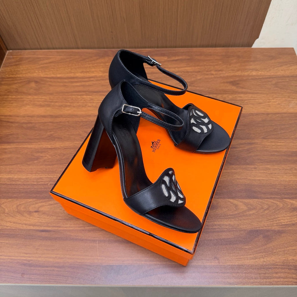HM 26S MARQUISE SANDAL 85MM IN BLACK CALFSKIN