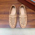 LP 26S PENNY LOAFERS IN BEIGE CALFSKIN WITH BASKETWEAVE DESIGN