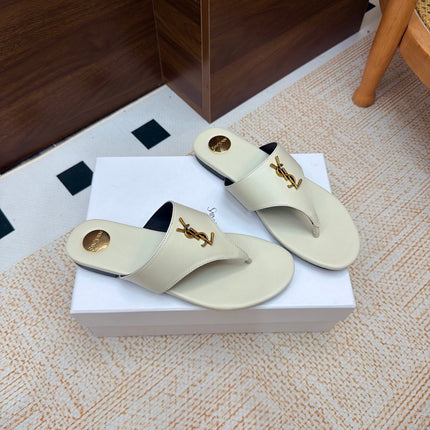 YSL 26S THONG SANDALS IN OFF-WHITE CALFSKIN