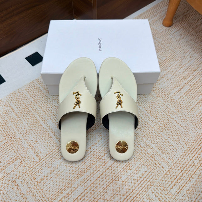 YSL 26S THONG SANDALS IN OFF-WHITE CALFSKIN