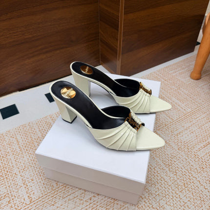 YSL 26S HIGH-HEEL SANDALS 75 MM IN CREAM WHITE CALFSKIN