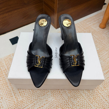 YSL 26S HIGH-HEEL SANDALS 75 MM IN BLACK CALFSKIN