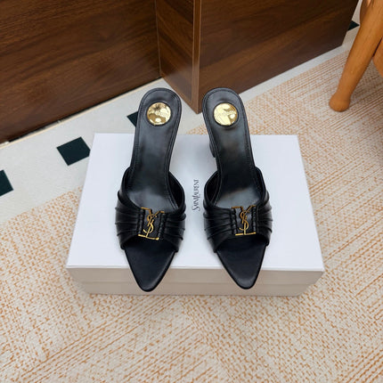 YSL 26S HIGH-HEEL SANDALS 75 MM IN BLACK CALFSKIN