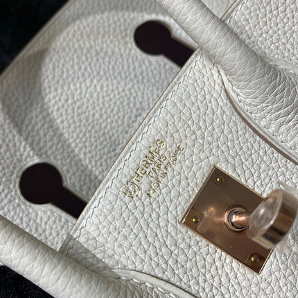 HM 25S BIRKIN BAG 25 CM IN BEIGE WHITE LAMBSKIN WITH ROSE GOLD HARDWARE