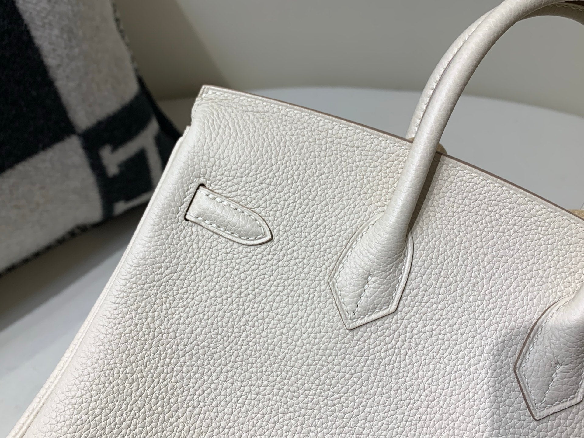 HM 25S BIRKIN BAG 25 CM IN BEIGE WHITE LAMBSKIN WITH ROSE GOLD HARDWARE