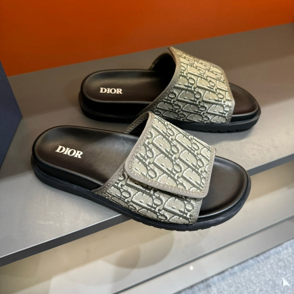CD VELCRO STRAP SLIPPER MOSS JACQUARD