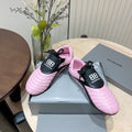 SOCCER SNEAKER IN PINK MIX BLACK QUILTED LAMBSKIN