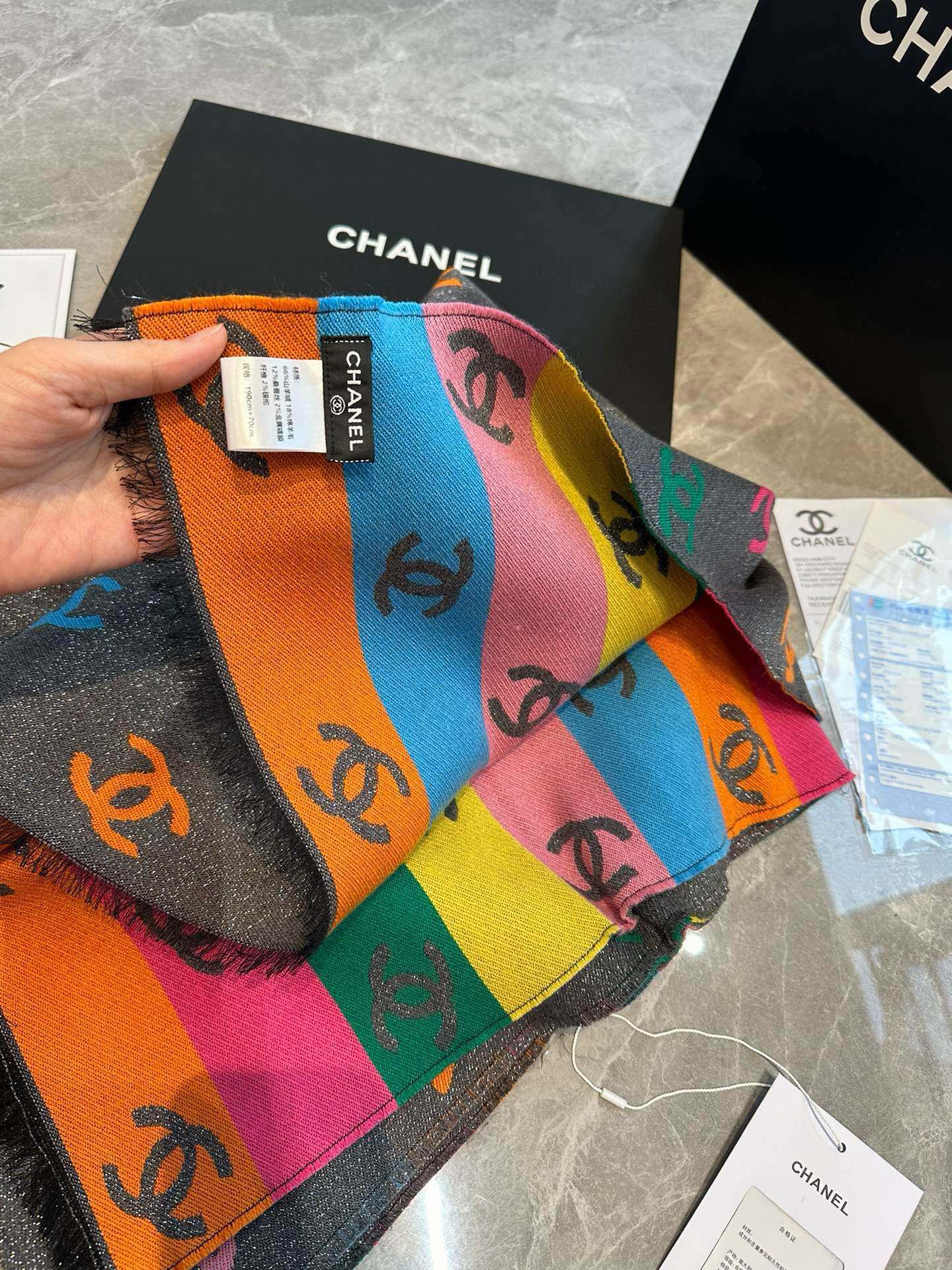 CC SCARF RAINBOW IN COLORFUL CASHMERE 428539