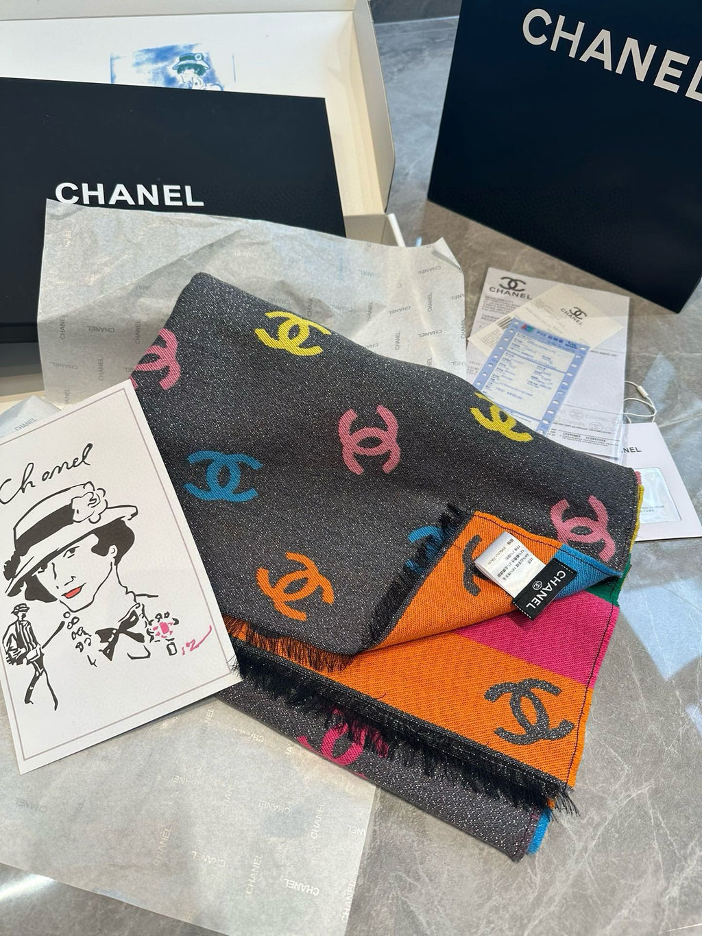 CC SCARF RAINBOW IN COLORFUL CASHMERE 428539