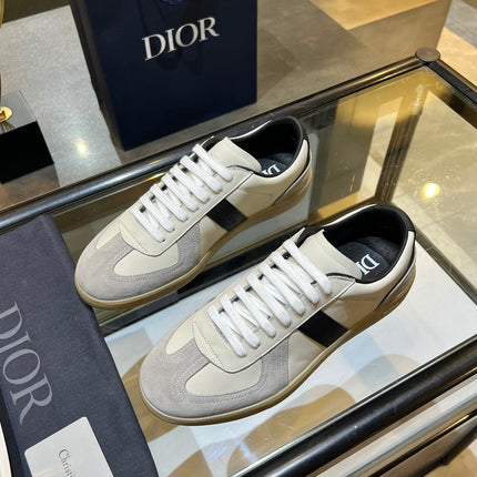 DIOR 26S B01 MATCHPOINT SNEAKER IN WHITE AND BLACK CALFSKIN WITH GRAY SUEDE