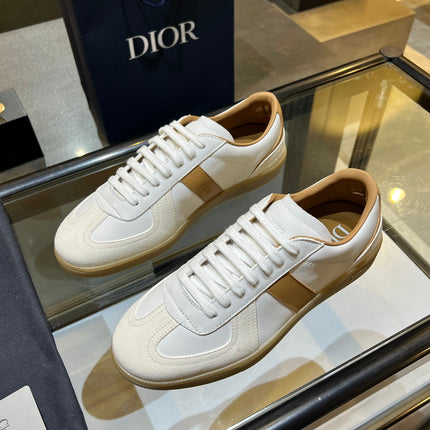 DIOR 26S B01 MATCHPOINT SNEAKER IN COGNAC BROWN AND WHITE CALFSKIN WITH WHITE SUEDE